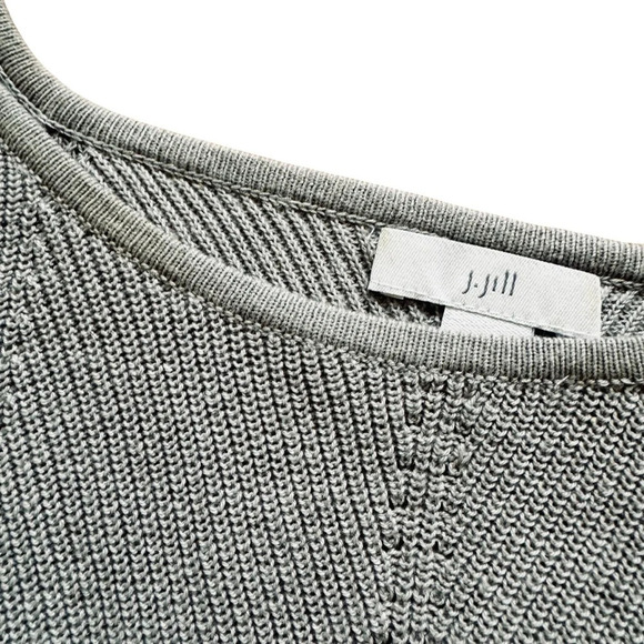 J Jill Gray Knit Long Sweater Pullover Tunic Textured Boat Neck XL Petite - Picture 11 of 11